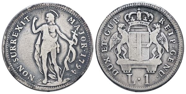 GENOVA. Dogi biennali. III fase (1637-1797). 1 lira 1794. Ag. qBB. Raro