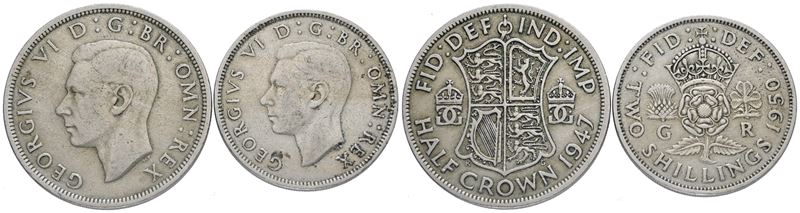 Inghilterra. Giorgio Vi (1936-1952). Lotto di 2 Monete 1947-1950. Cn