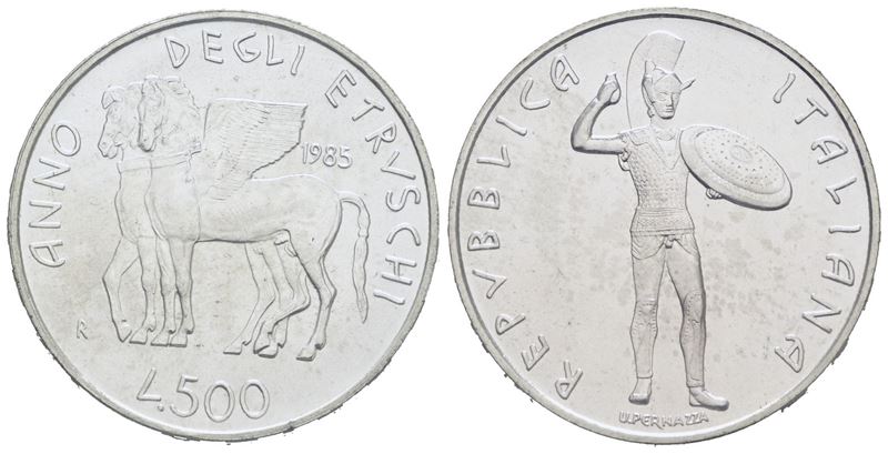 Repubblica Italiana. 500 Lire 1985 "anno degli Etruschi" Ag. Fdc