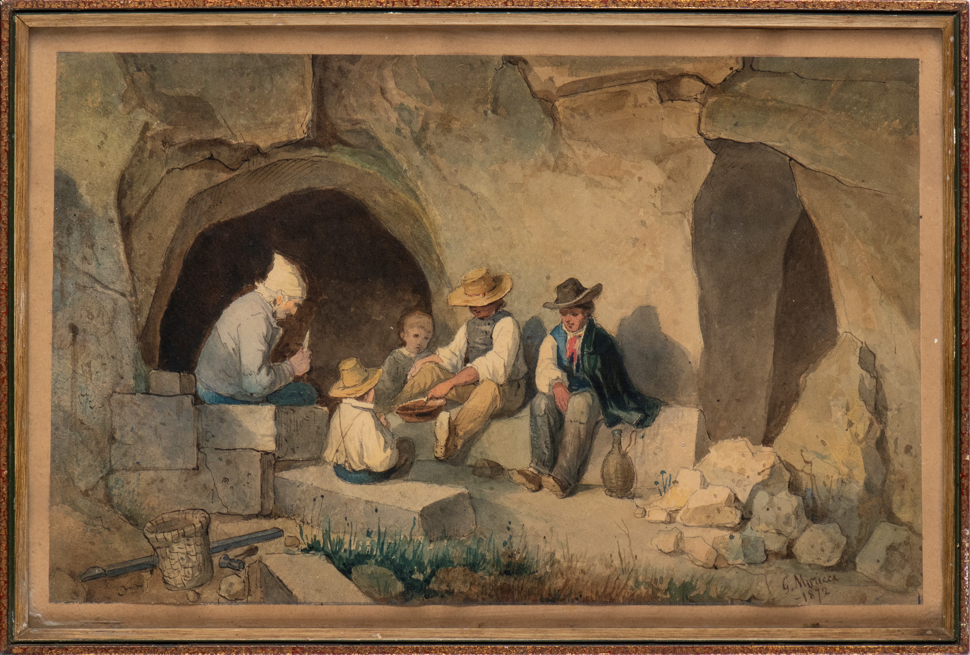 Scena con pranzo in campagna