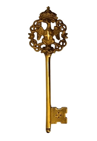 Chiave da ciambellano, bronzo dorato e cesellato, fine XIX secolo