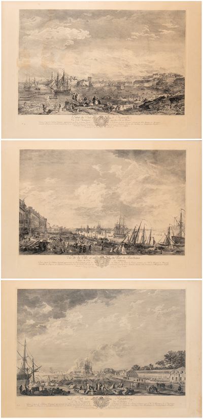 Charles Nicolas Cochin, L'entrée du port de Marseille | Le port de Rochefort | Vue de la Ville et...