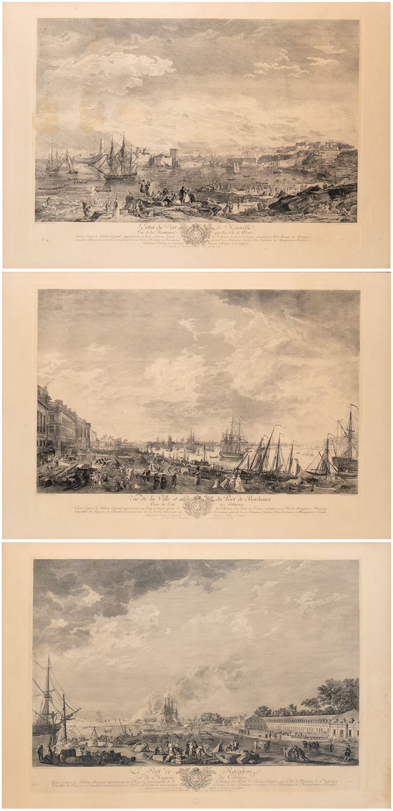 Charles Nicolas Cochin, L'entrée du port de Marseille | Le port de Rochefort | Vue de la Ville et...