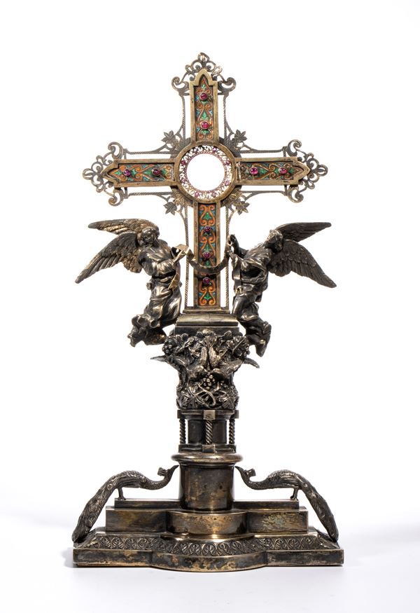 Croce reliquiario in argento 