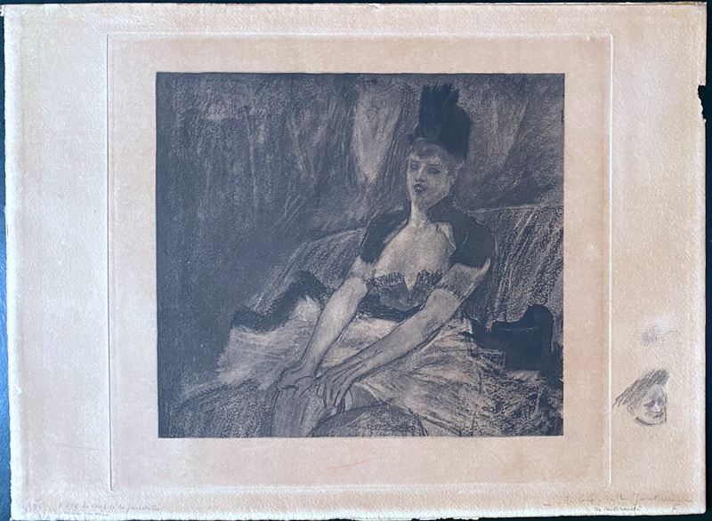 Félicien Rops - Le coup de la jarretiere, vernice molle