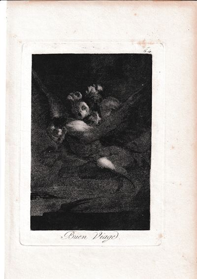 Buen viaje (da Los Caprichos), acquaforte e acquatinta