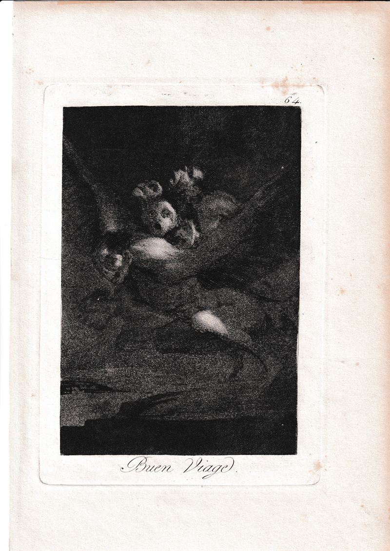 Francisco Goya - Buen viaje (da Los Caprichos), acquaforte e acquatinta