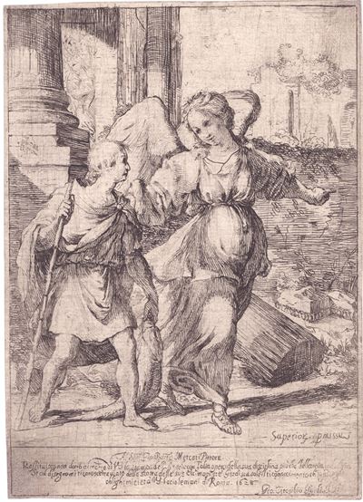 Tobia e l'Angelo, acquaforte, 1628