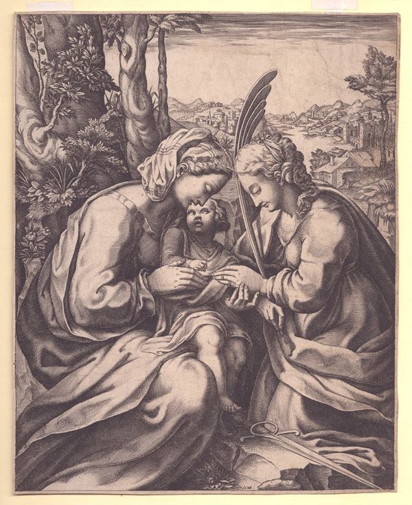 Giorgio Ghisi - The Mystical Marriage of Saint Catherine, after Correggio