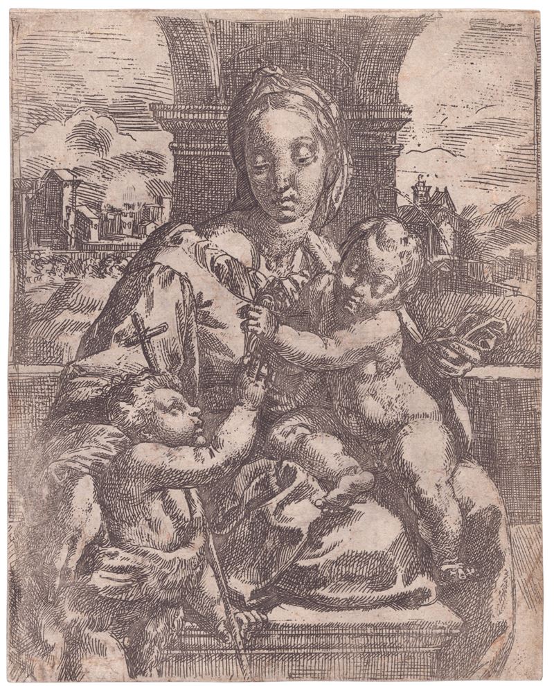 Gerolamo Imperiale - Madonna col Bambino, acquaforte
