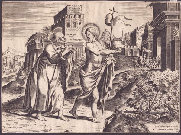 Martin Rota - Saint Peter Meets Christ on the Road to Rome (Domine Quo Vadis), after Raphael