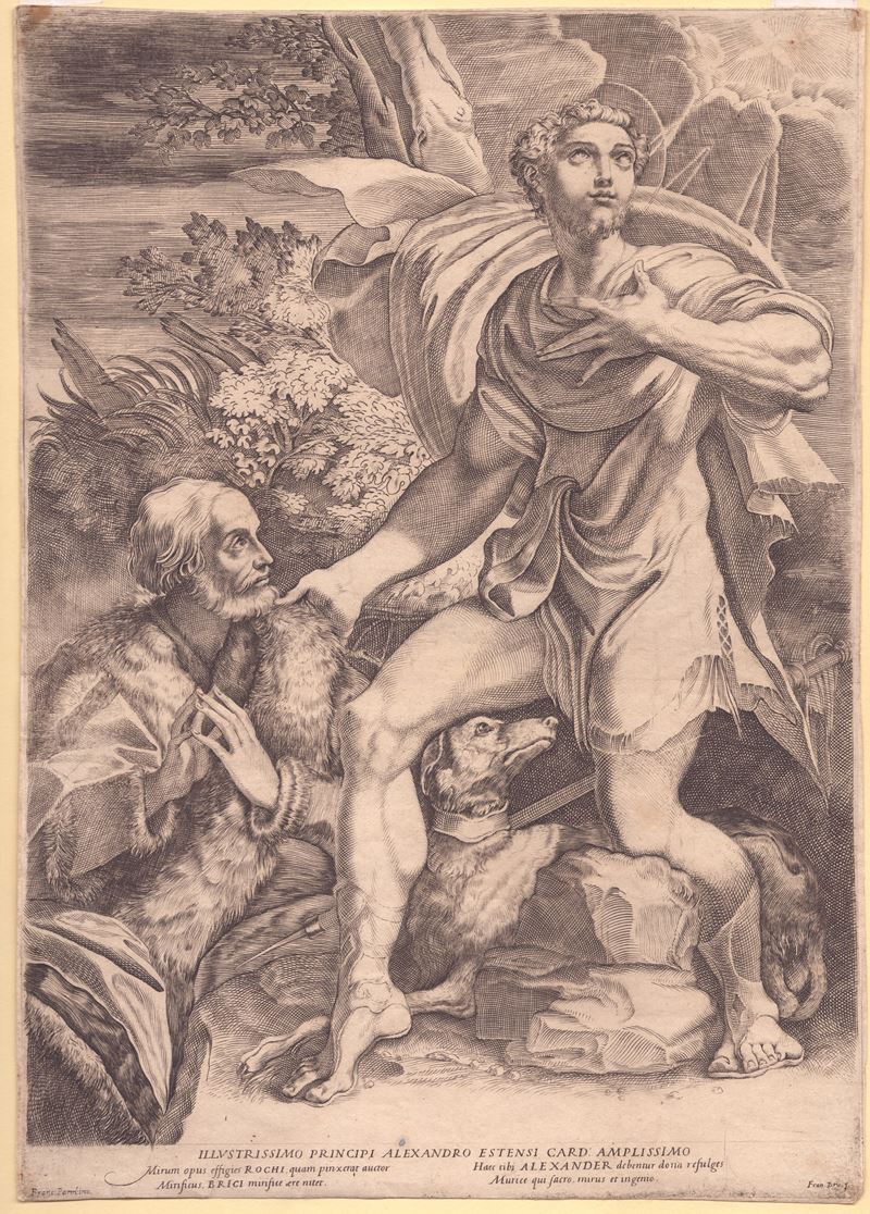 San Rocco invoca la protezione divina per un donatore, da Parmigianino.