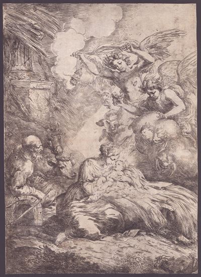 La Natività con gli angeli, acquaforte