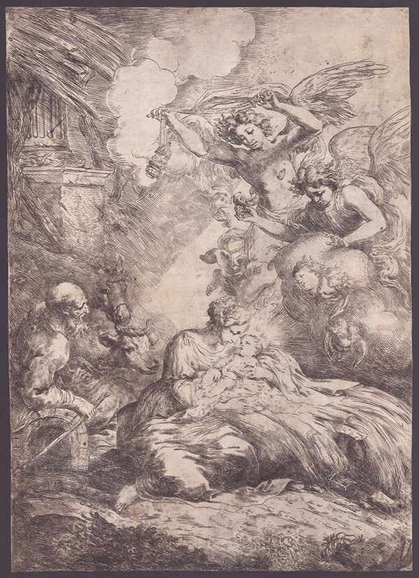 Bartolomeo Biscaino - The Nativity with Angels