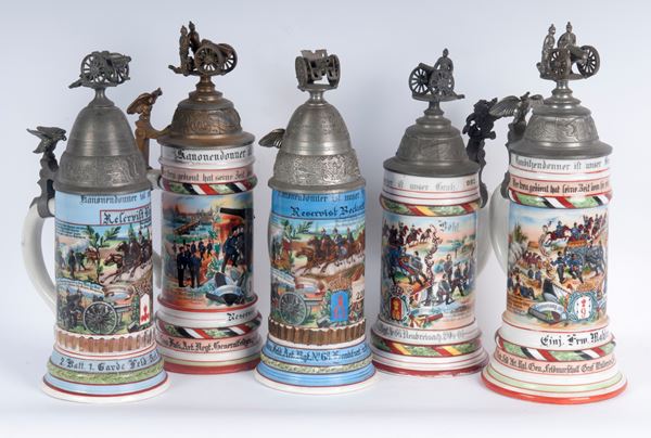 Boccale del riservista, lotto di cinque 