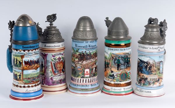 Boccale del riservista, lotto di cinque 