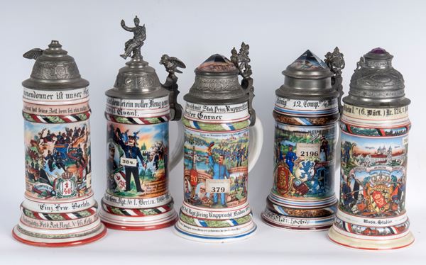 Boccale del riservista, lotto di cinque 