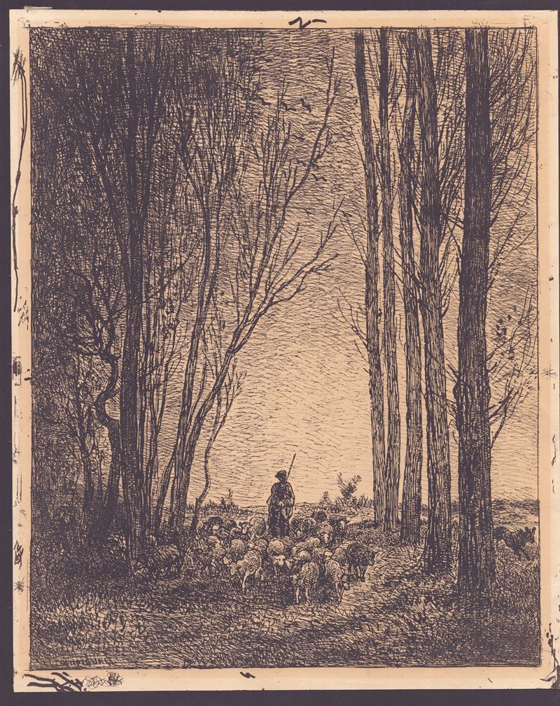 Charles-françois Daubigny - La Rentrée du Troupeau, Cliché-verre