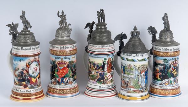 Boccale del riservista, lotto di cinque 