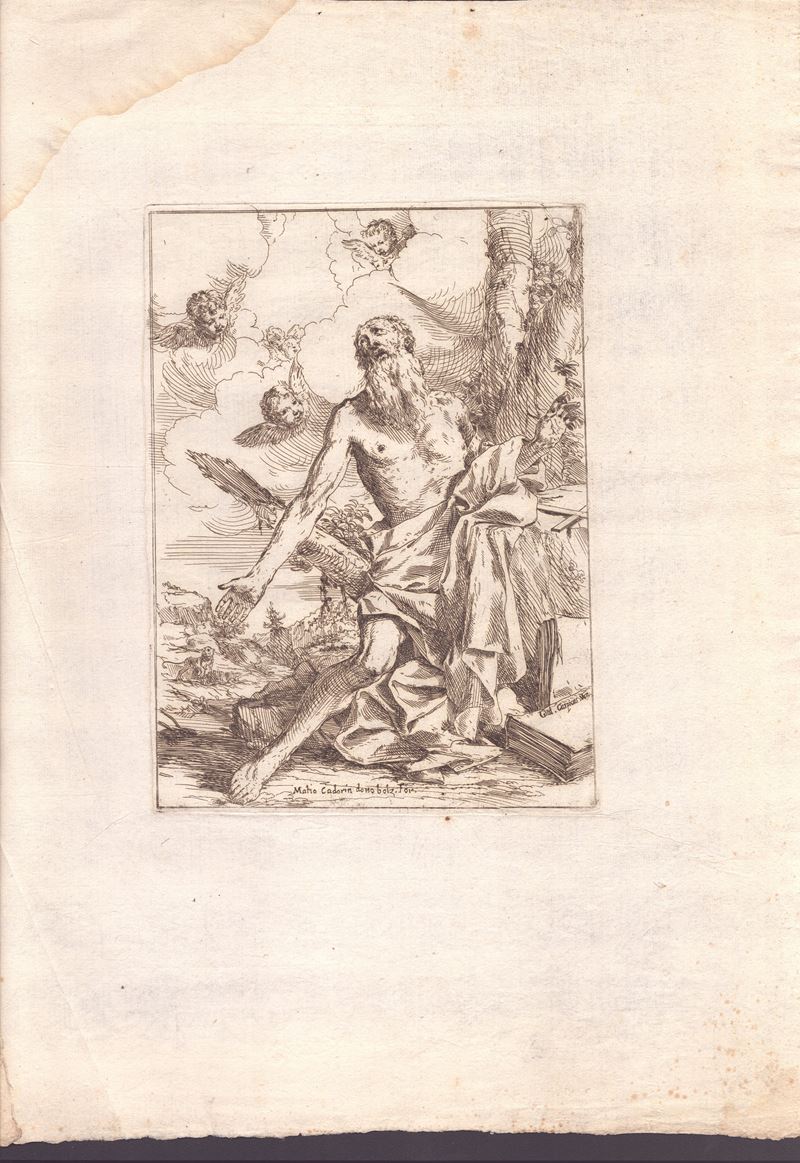 Giulio Carpioni - San Girolamo nel deserto, acquaforte