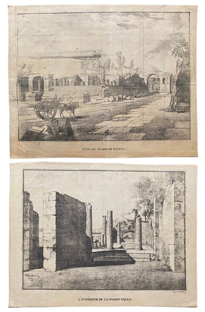 L'Intérieur de la maison Panza | Ruine du Temple de Iupiter, litografia