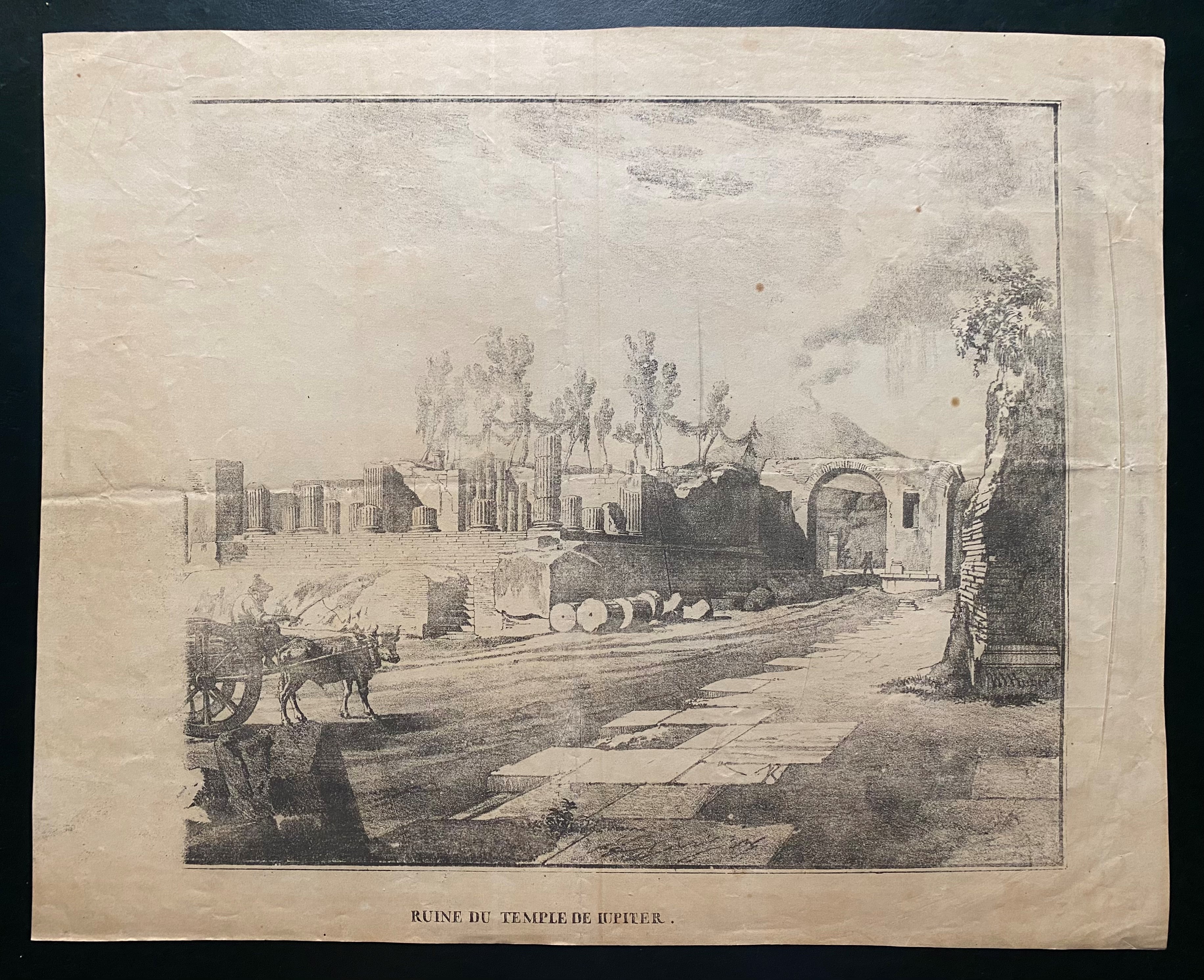Wilhelm Jacob Hüber - L'Intérieur de la maison Panza | Ruine du Temple de Iupiter, litografia