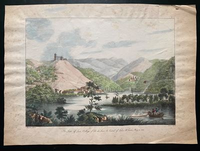 The Lake of Luco, Village of Pic di Luco and Castel of Labro, Litografia