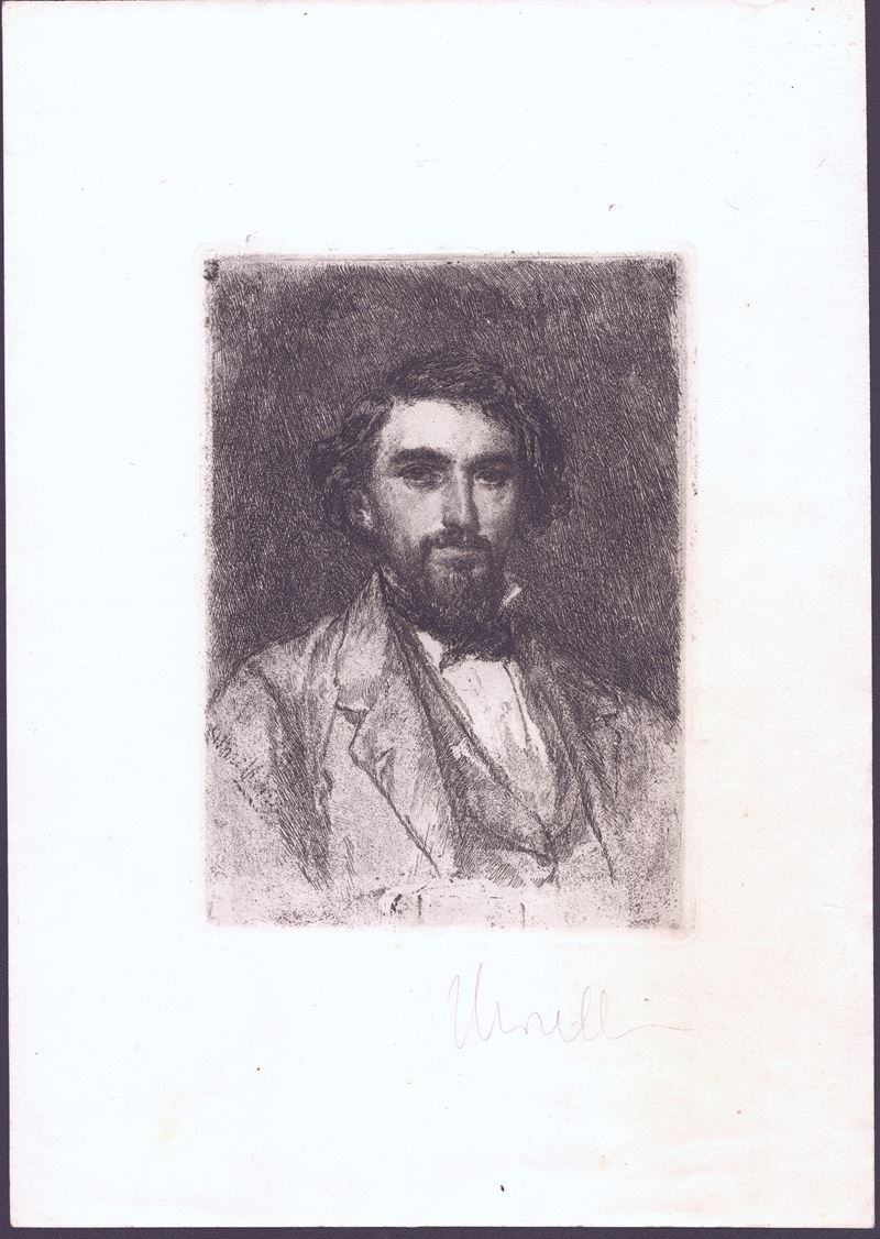 Domenico Morelli - Autoritratto, acquaforte e vernice molle
