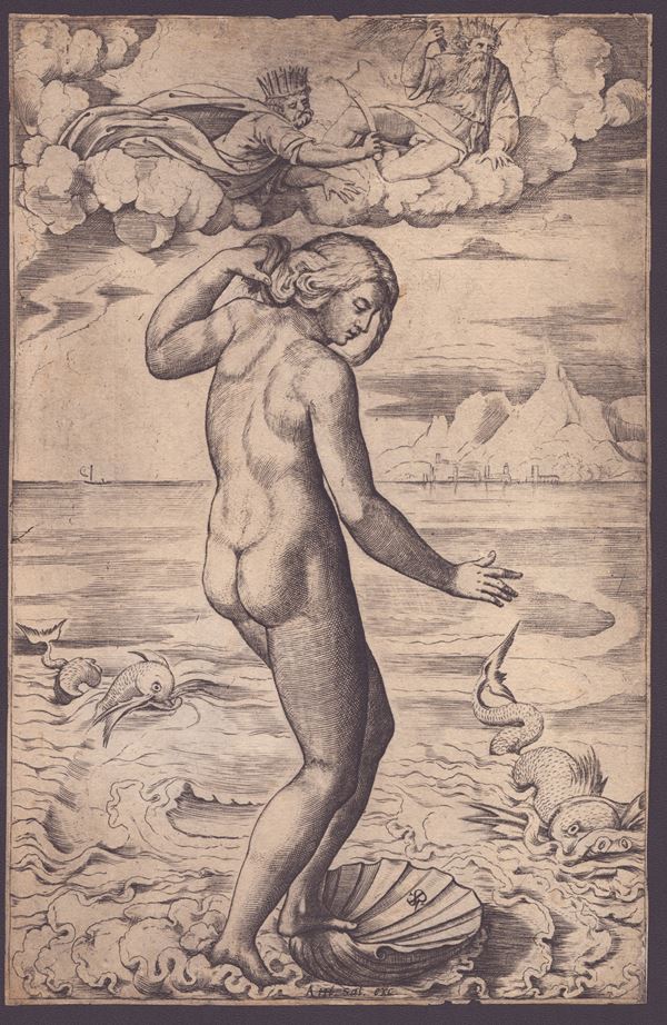 Marco Dente detto Marco da Ravenna - The Birth of Venus, after Raphael