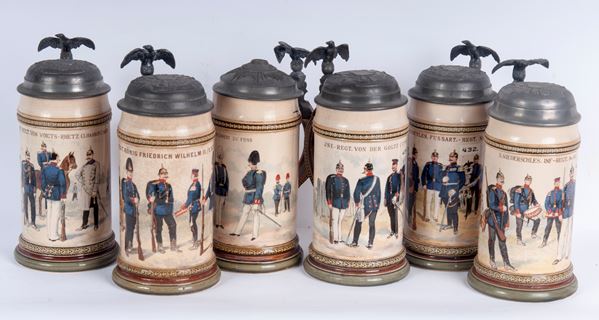 Boccale del riservista (Stein), lotto di sei