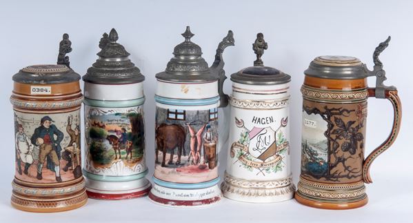 Boccale del riservista, lotto di cinque 