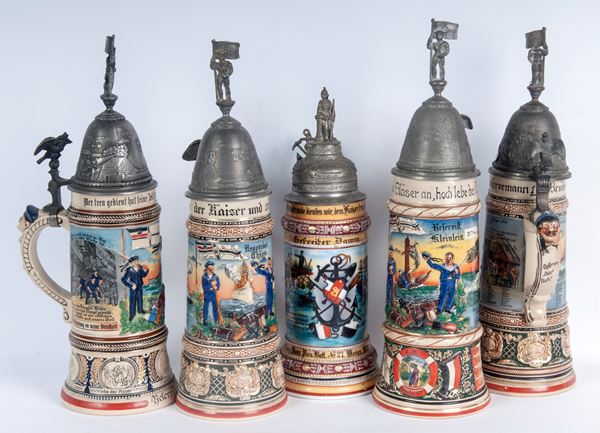 Boccale del riservista, lotto di cinque 