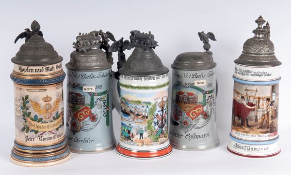 Boccale del riservista, lotto di cinque 