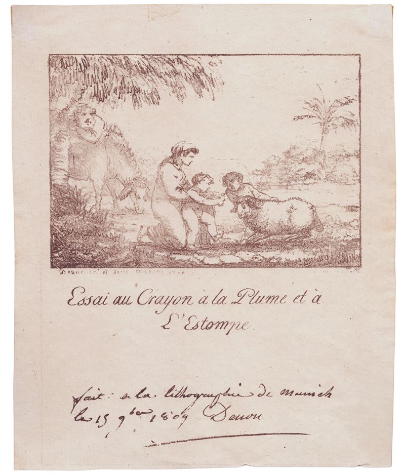 Dominique Vivant Denon - Essai au crayon à la plume et à l'estompe, litografia del 1809