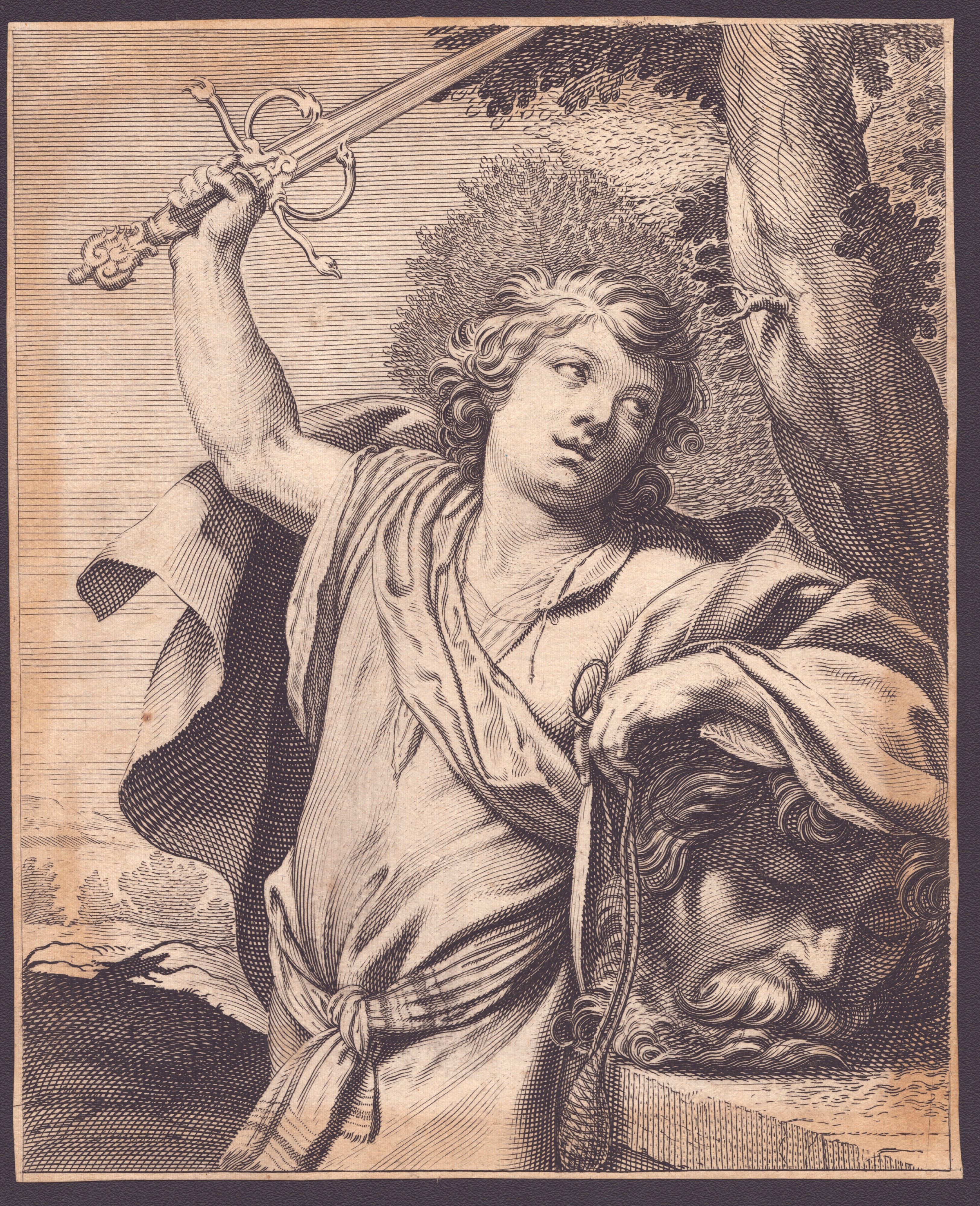 Giacomo Piccini - Davide con la testa di Golia, acquaforte