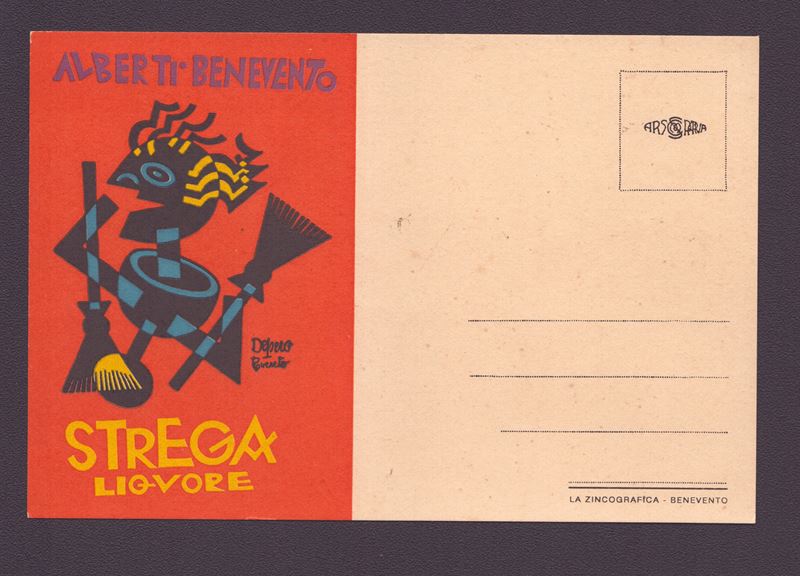 Fortunato Depero - Strega liquore - Cartolina postale futurista