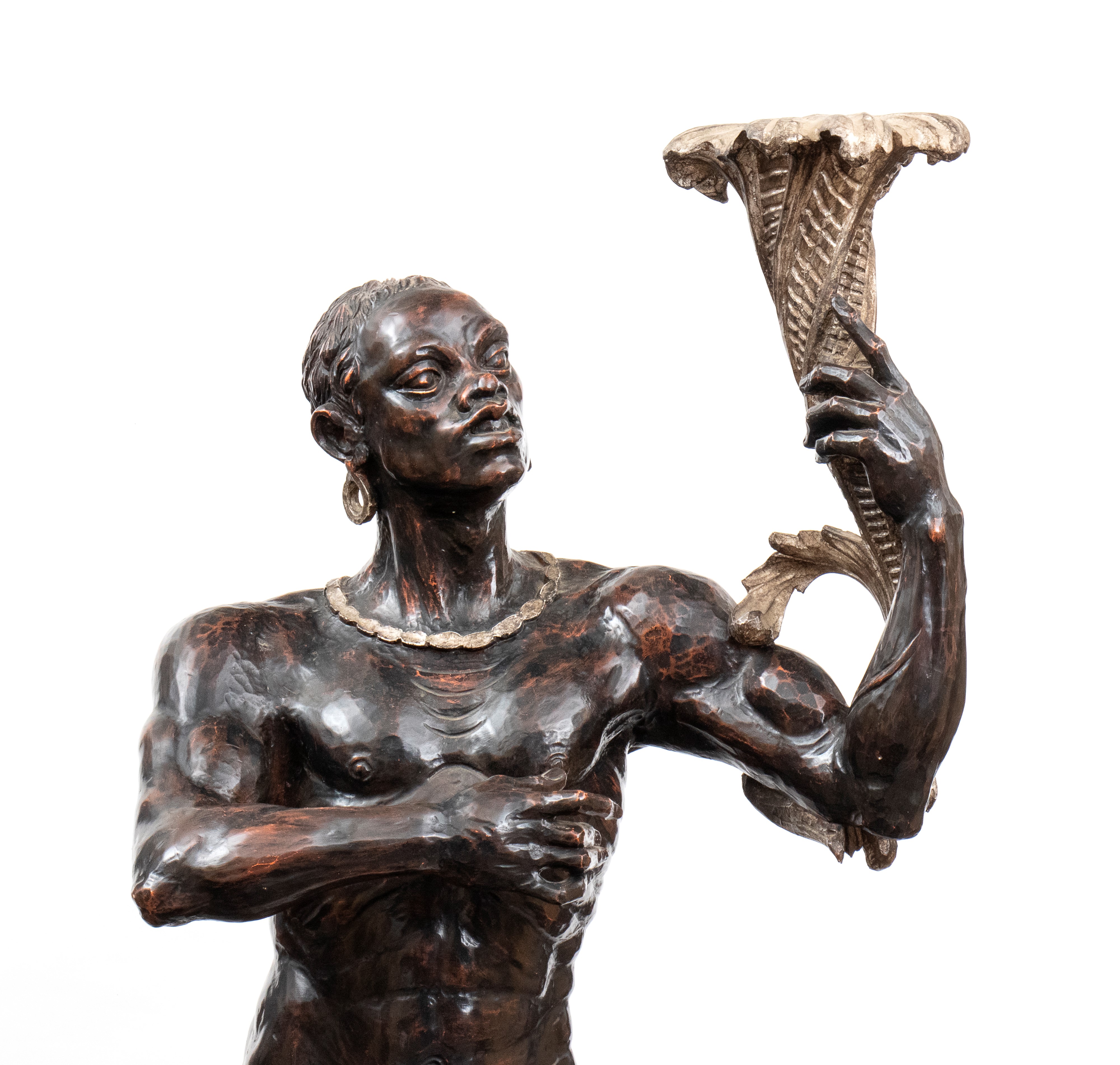 Torciere in legno a figura di moro in legno