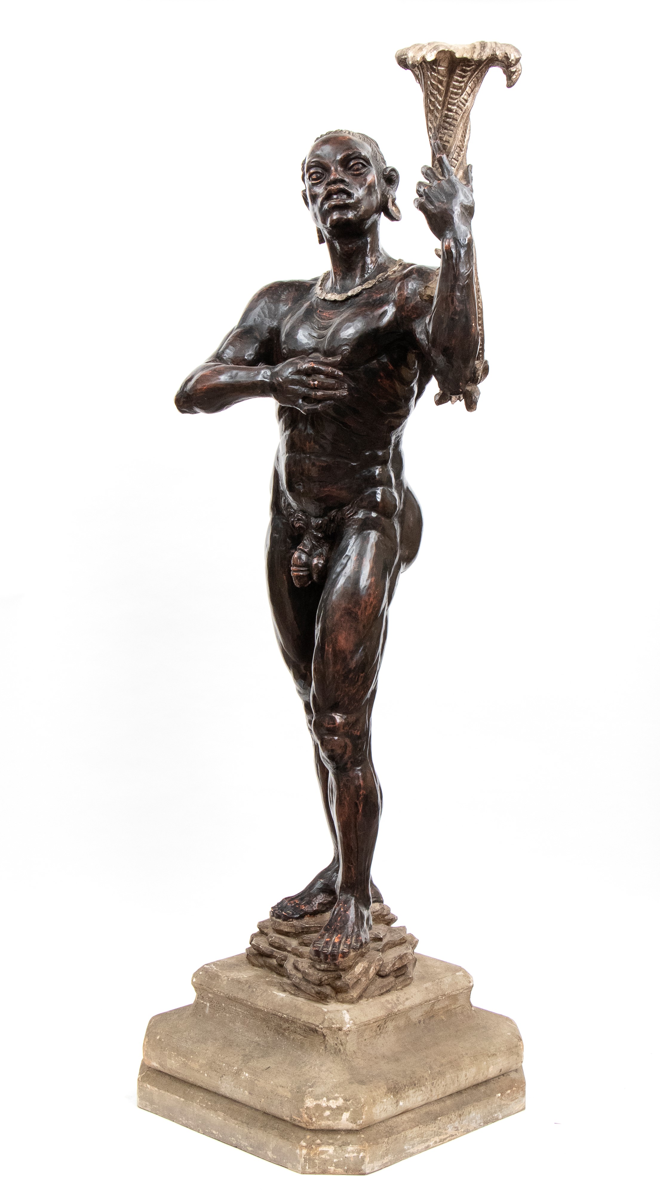 Torciere in legno a figura di moro in legno