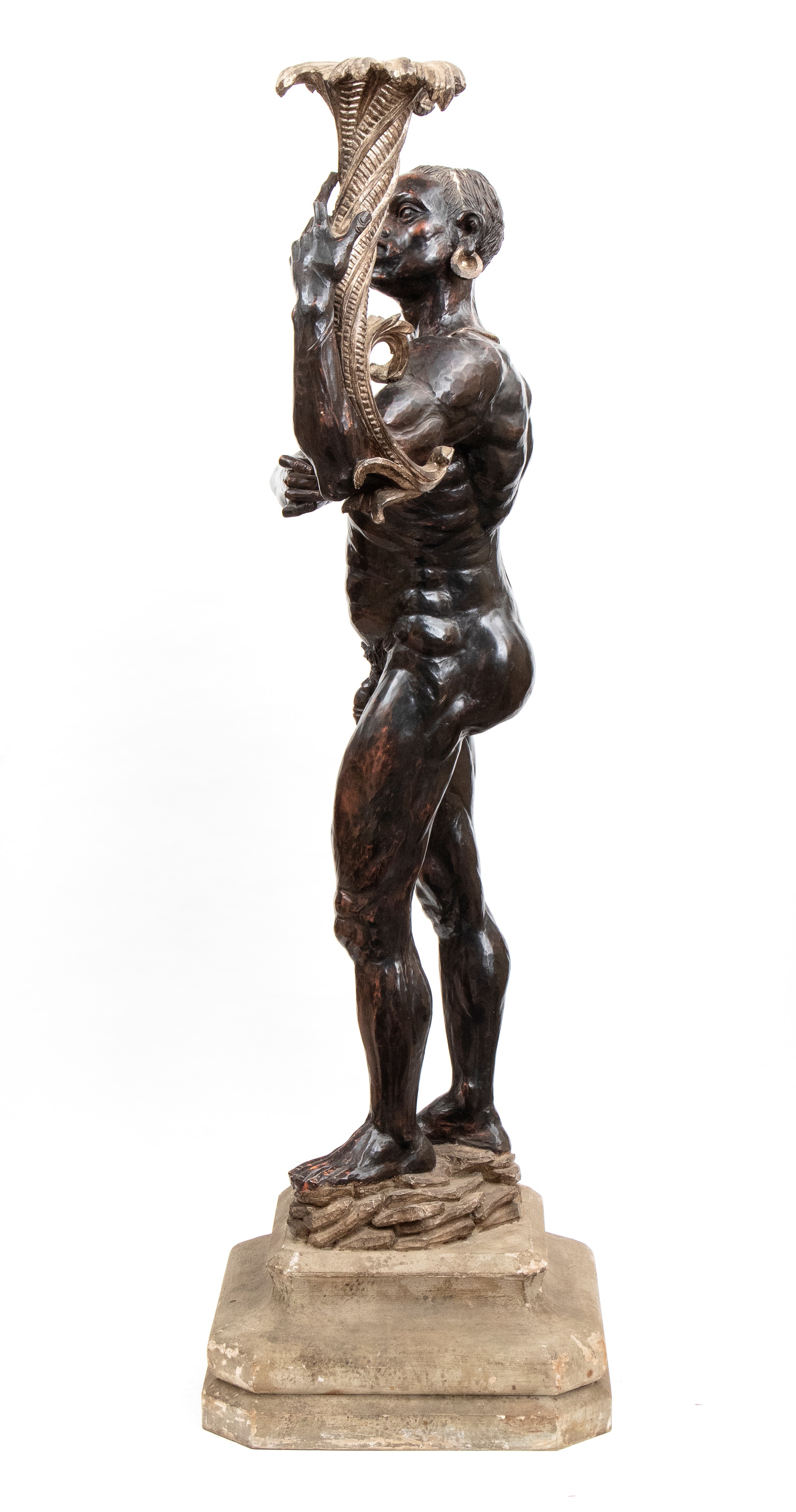 Torciere in legno a figura di moro in legno