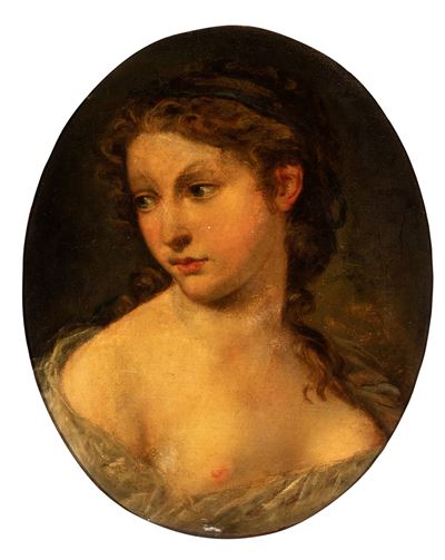Autore ignoto, Ritratto di giovane donna a mezzo busto, olio su tela, Veneto, XVIII secolo