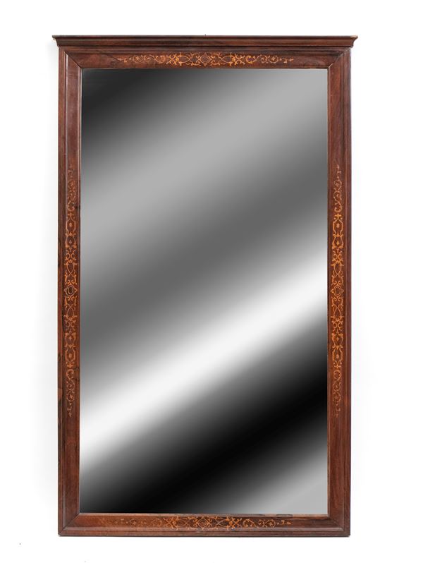 Specchiera in legno intarsiata Carlo X