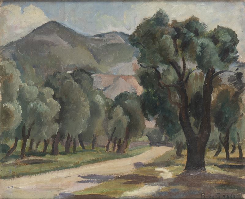 Raffaele De Grada - Paesaggio di campagna, olio su tela