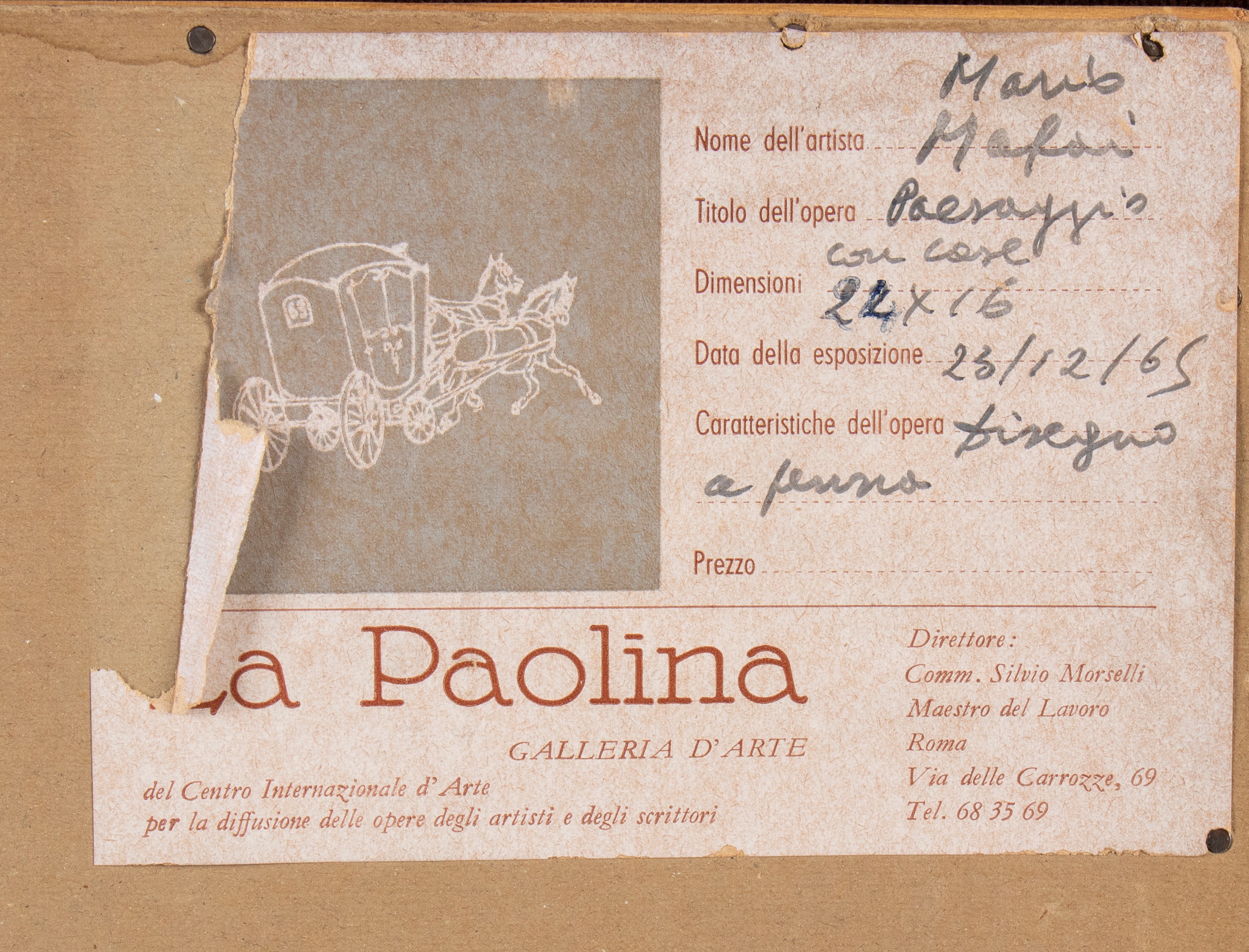 Mario Mafai - Paesaggio con case, china su carta