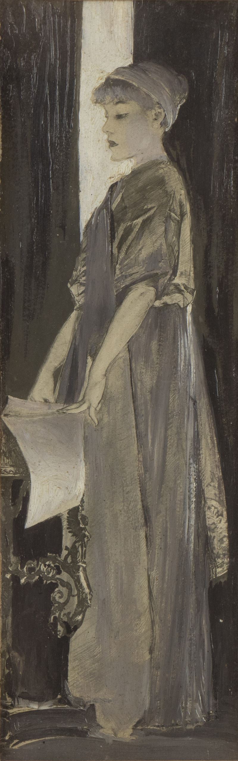 Giulio Aristide Sartorio - Eleonora Duse nella 'Sposa di Menecle', olio su tavola