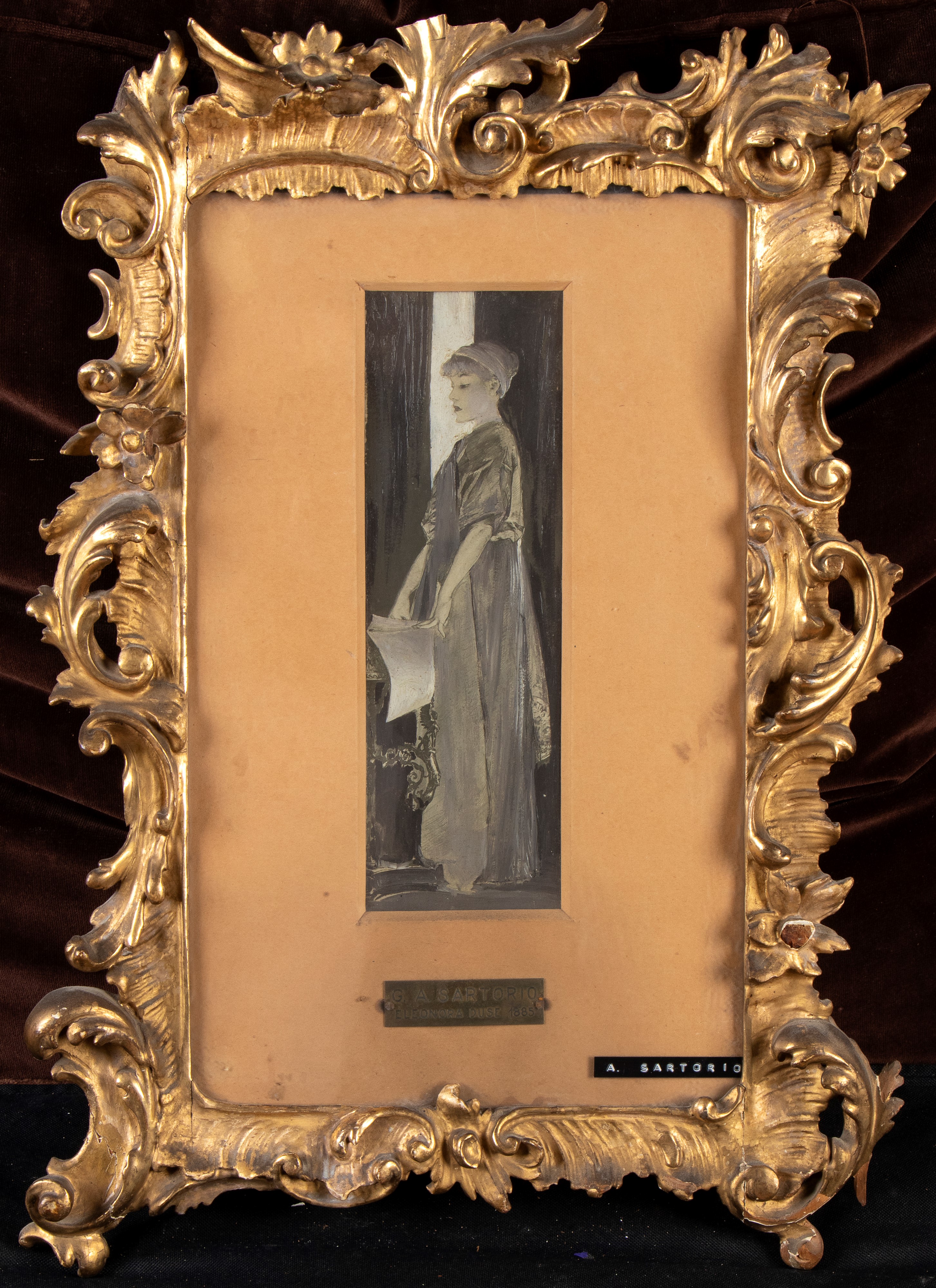 Giulio Aristide Sartorio - Eleonora Duse nella 'Sposa di Menecle', olio su tavola