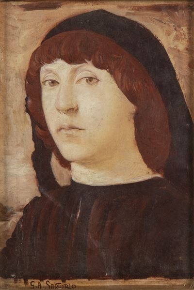 Ritratto di giovane, olio su carta applicata su tavola
