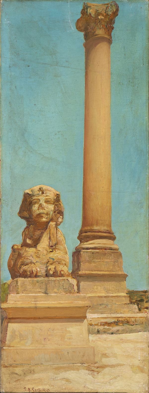 GIULIO ARISTIDE SARTORIO - Composition with Sphinx and column