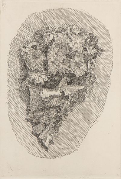 Fiori in un cornetto - acquaforte