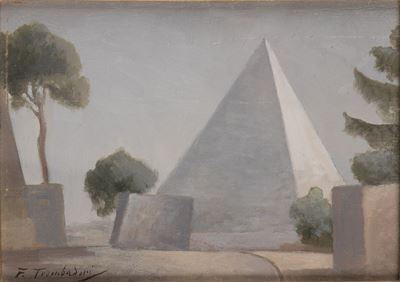 Piramide Cestia, olio su tavoletta