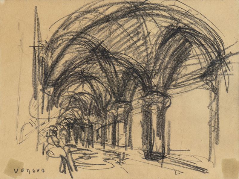 Emilio Vedova - Archi veneziani | Carboncino su carta, 16 x 22 cm